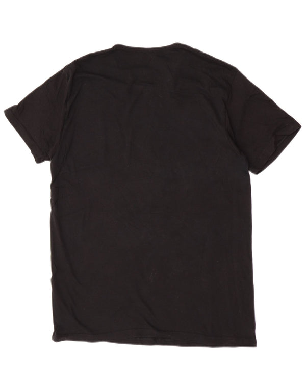 Kappa Damen Grafik T-Shirt Top UK 14 Large Schwarz