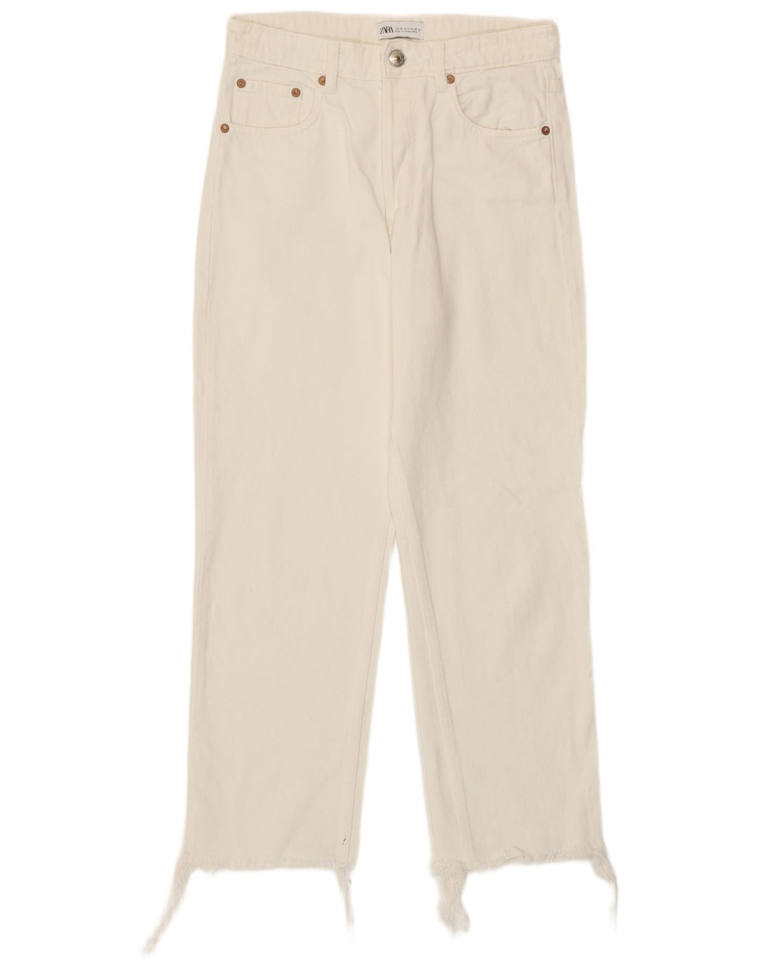 Zara Damen Straight Jeans EU 38 Small W28 L26 Weiße Baumwolle