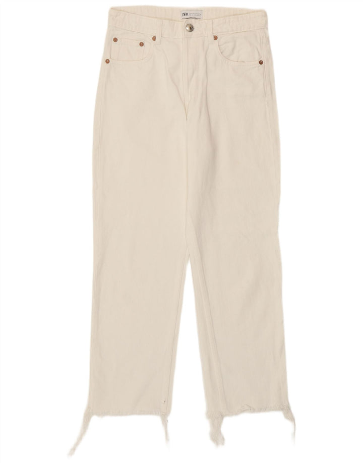Zara Damen Straight Jeans EU 38 Small W28 L26 Weiße Baumwolle