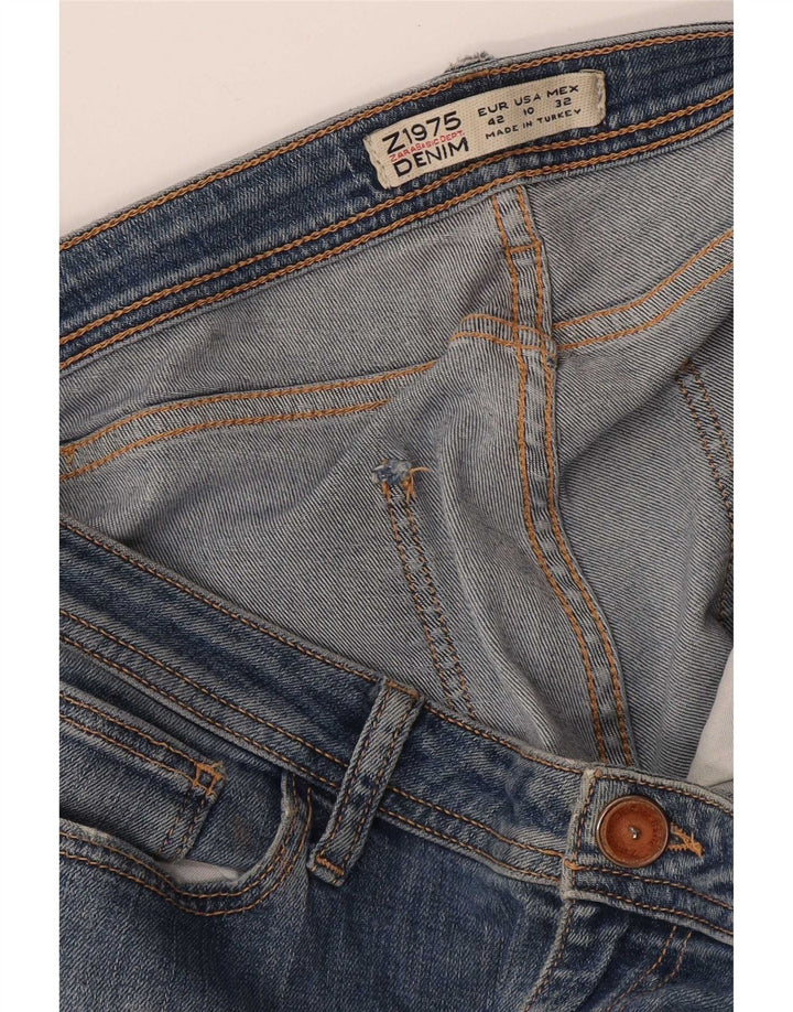 Zara Damen Distressed Straight Jeans EU 42 Large W32 L26 Blau