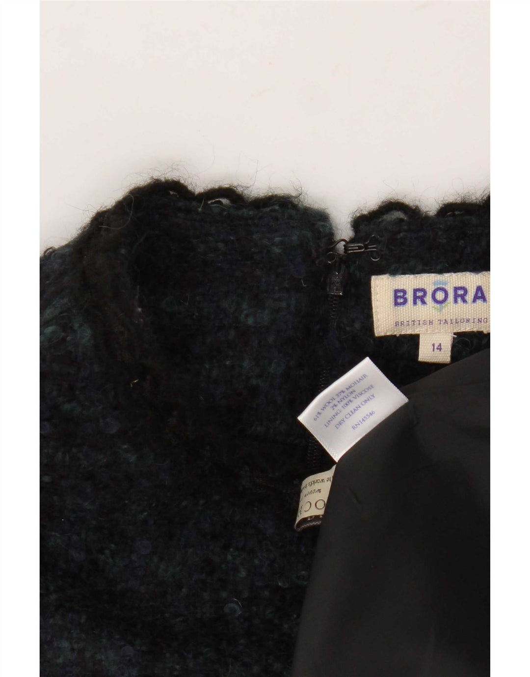 Brora Ärmelloses Damen-Etuikleid, Gr. 44, Marineblau, Wolle mit Hahnentrittmuster