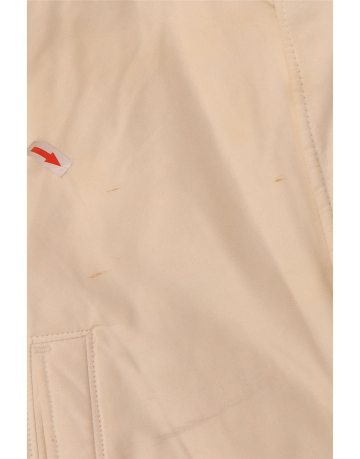 Woolrich Wattierte Herrenjacke mit Kapuze, UK 40, Größe L, cremefarbene Baumwolle
