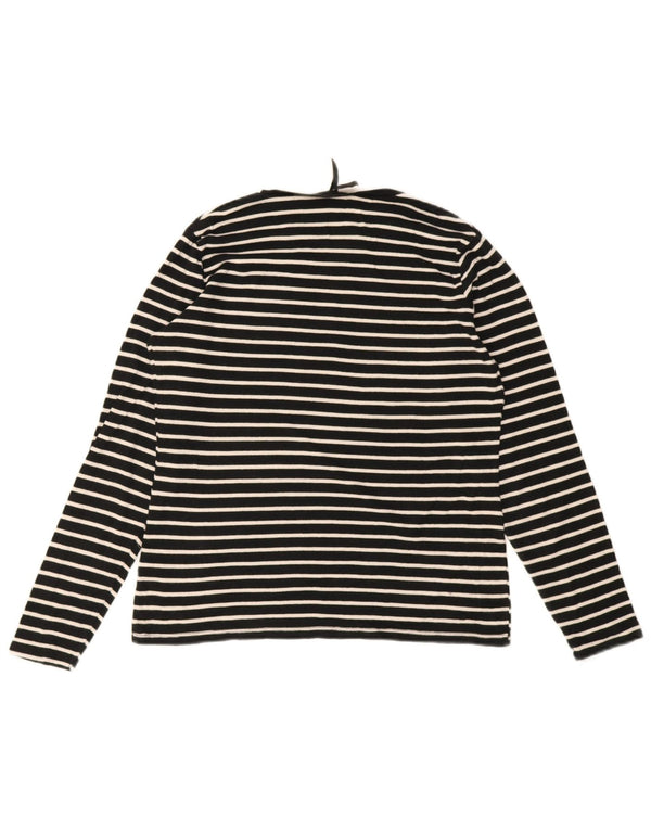 Marks & Spencer Damen Top Langarm UK 16 Large Schwarz gestreift Baumwolle