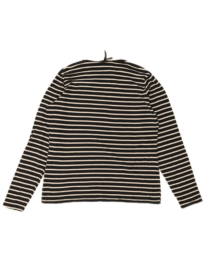 Marks & Spencer Damen Top Langarm UK 16 Large Schwarz gestreift Baumwolle
