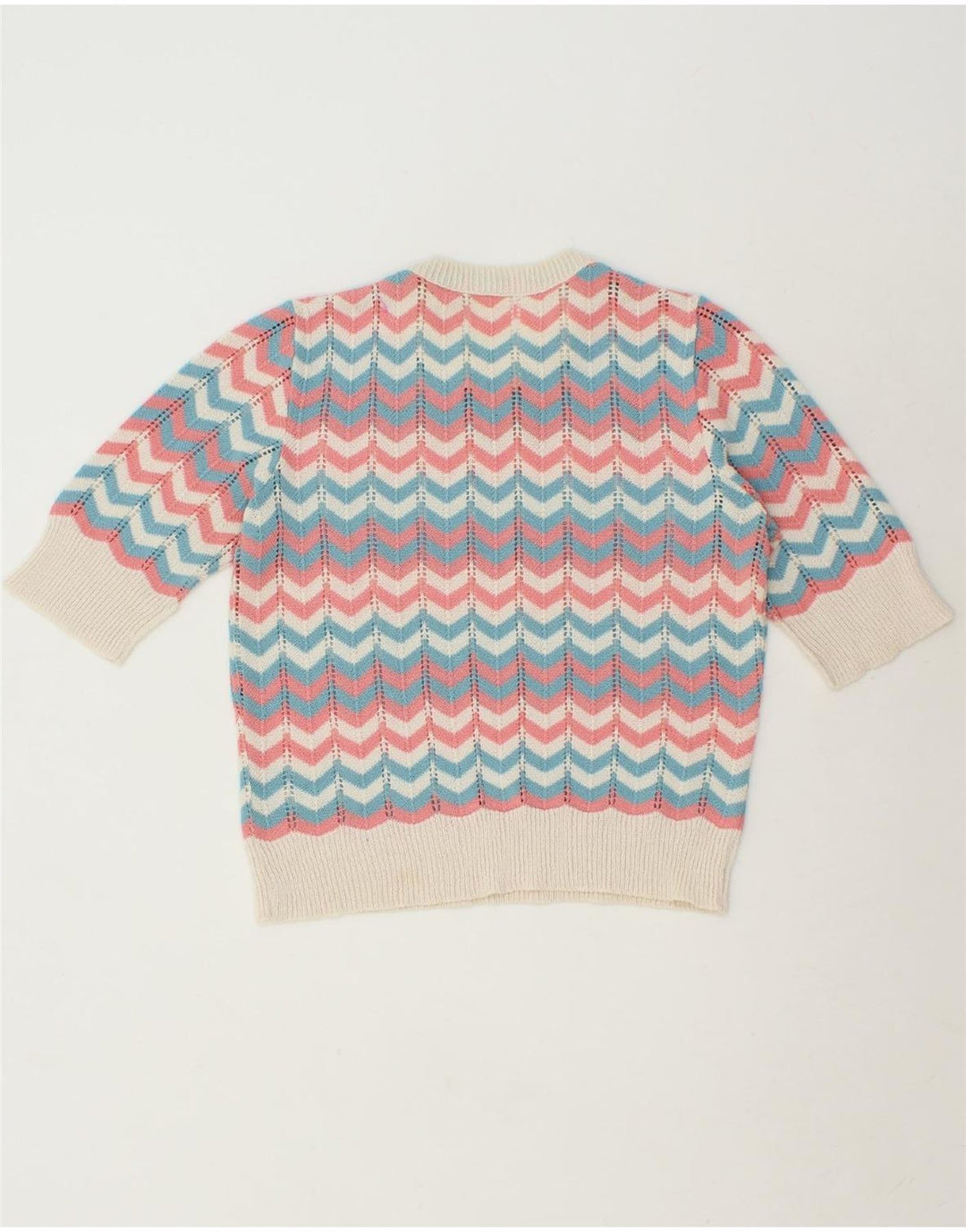 VINTAGE Damen-Pullover mit U-Boot-Ausschnitt, UK 12, mittelgroß, mehrfarbig, Chevron