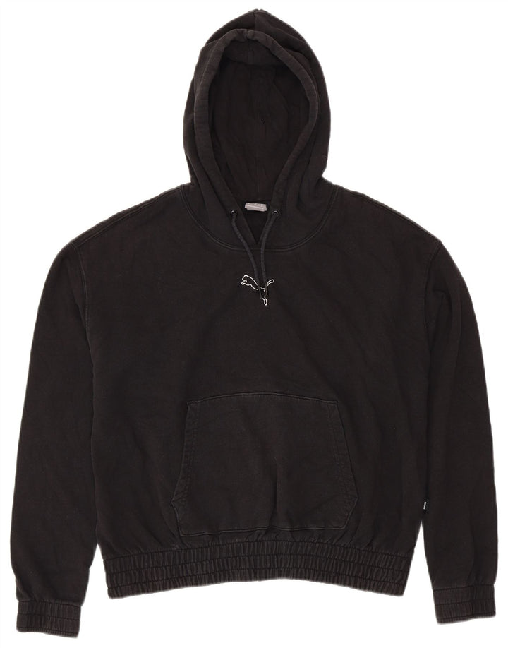 PUMA Damen Übergroßer Kapuzenpullover UK 14 Mittelschwarze Baumwolle