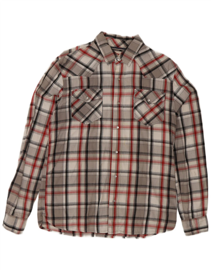 Levi's Herren-Flanellhemd aus mittelgrau karierter Baumwolle