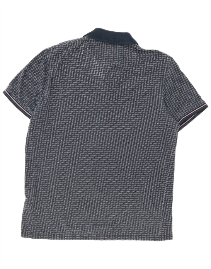 Ted Baker Herren-Poloshirt, Größe 3, mittelgroß, marineblau, geometrisch
