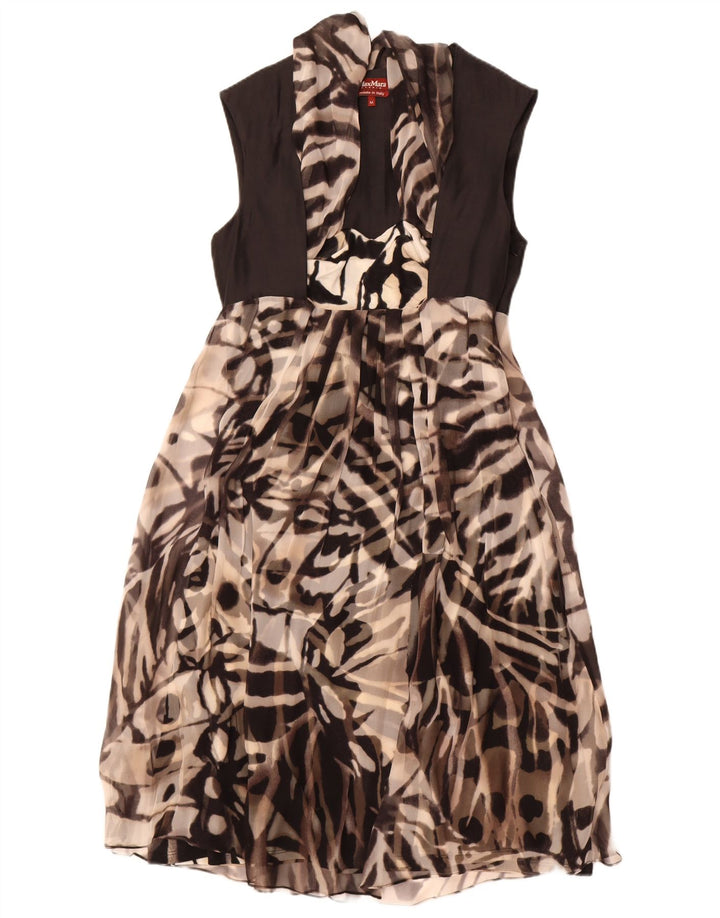 Ärmelloses A-Linien-Kleid für Damen von Max Mara, Größe M, Schwarz, Tiermuster