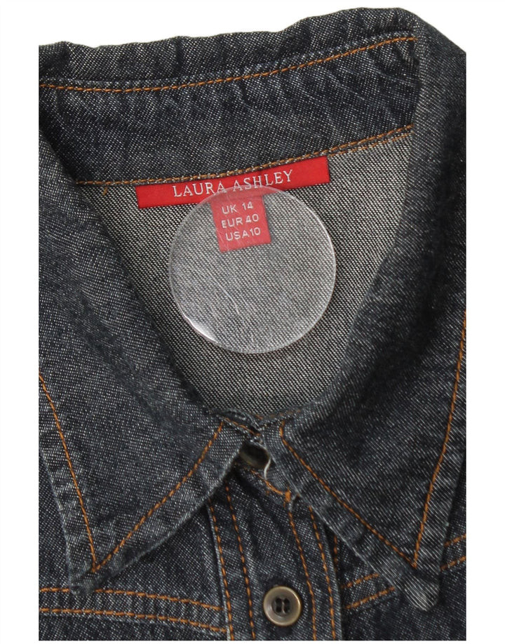 LAURA ASHLEY Womens Denim Shirt UK 14 Medium Blue Cotton