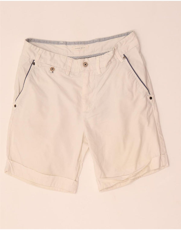 Zara Herren Chino Shorts EU 38 Small W30 Weiße Baumwolle