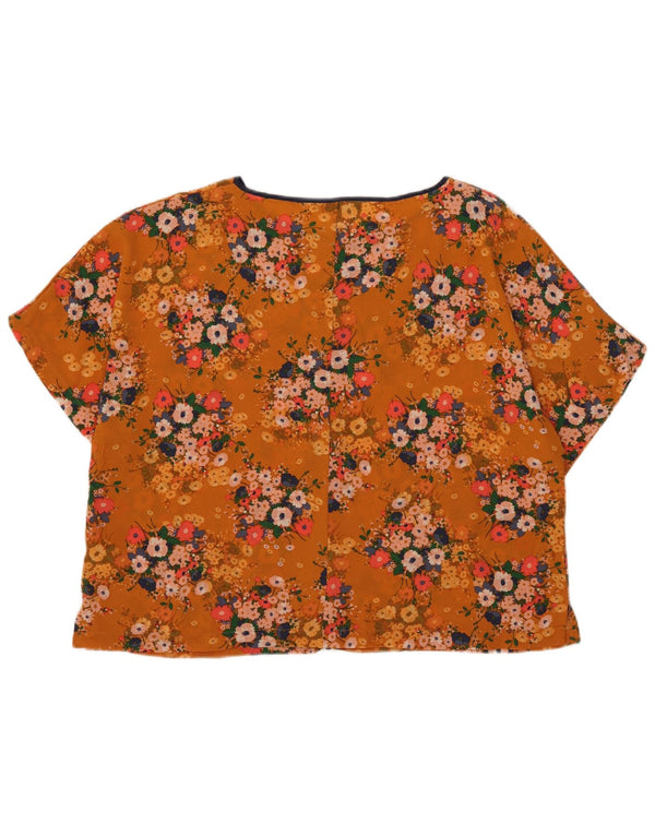Marks & Spencer Damen-Blusenoberteil in Übergröße, UK 18, XL, Orange mit Blumenmuster
