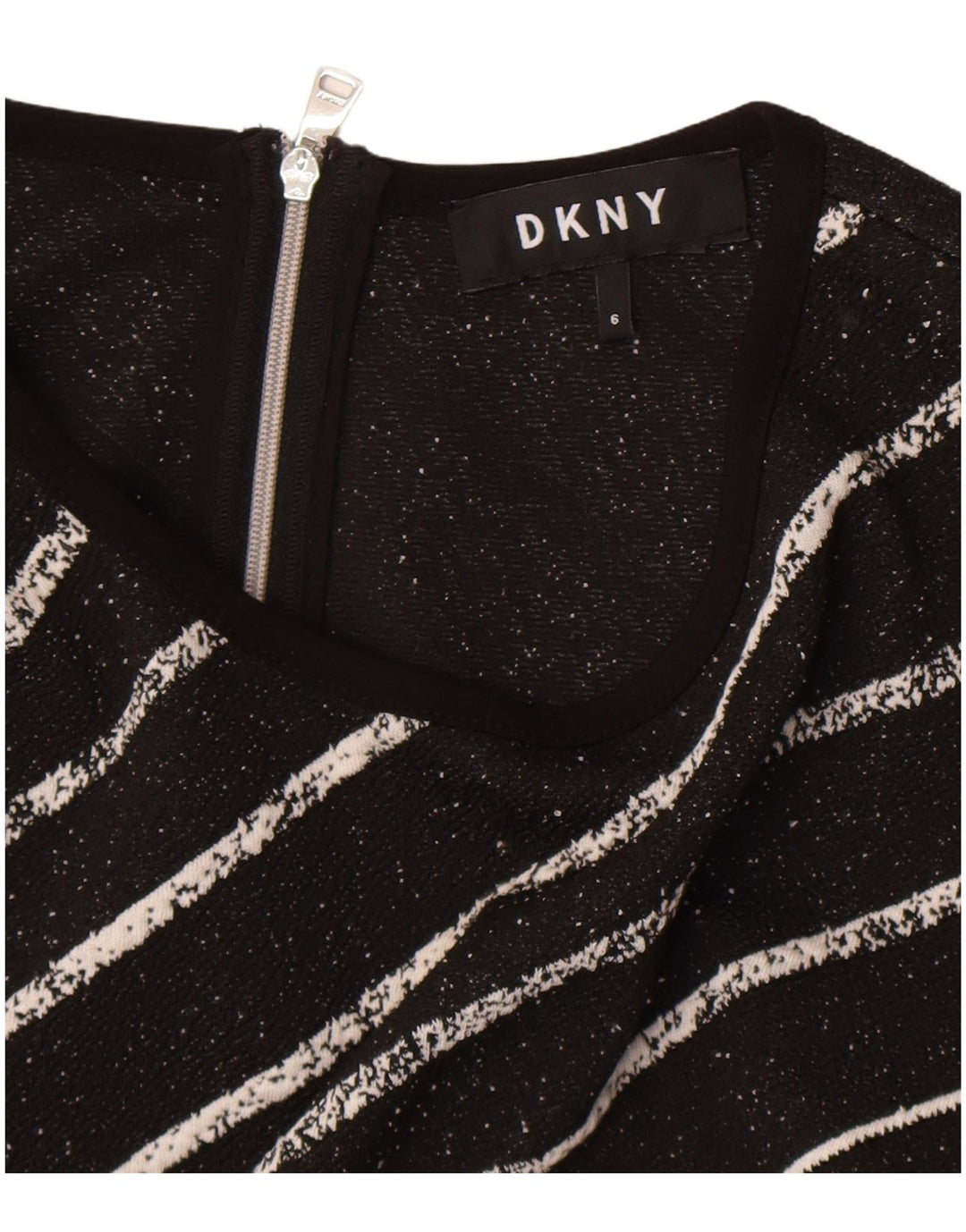 Dkny Damen Ärmelloses Etuikleid US 6 Medium Schwarz gestreift
