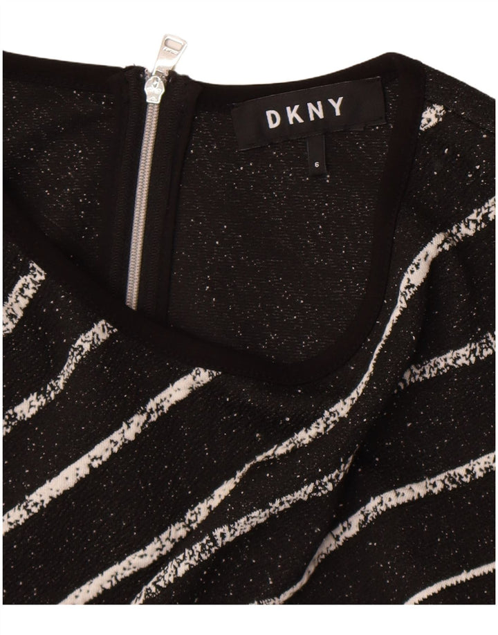 Dkny Damen Ärmelloses Etuikleid US 6 Medium Schwarz gestreift