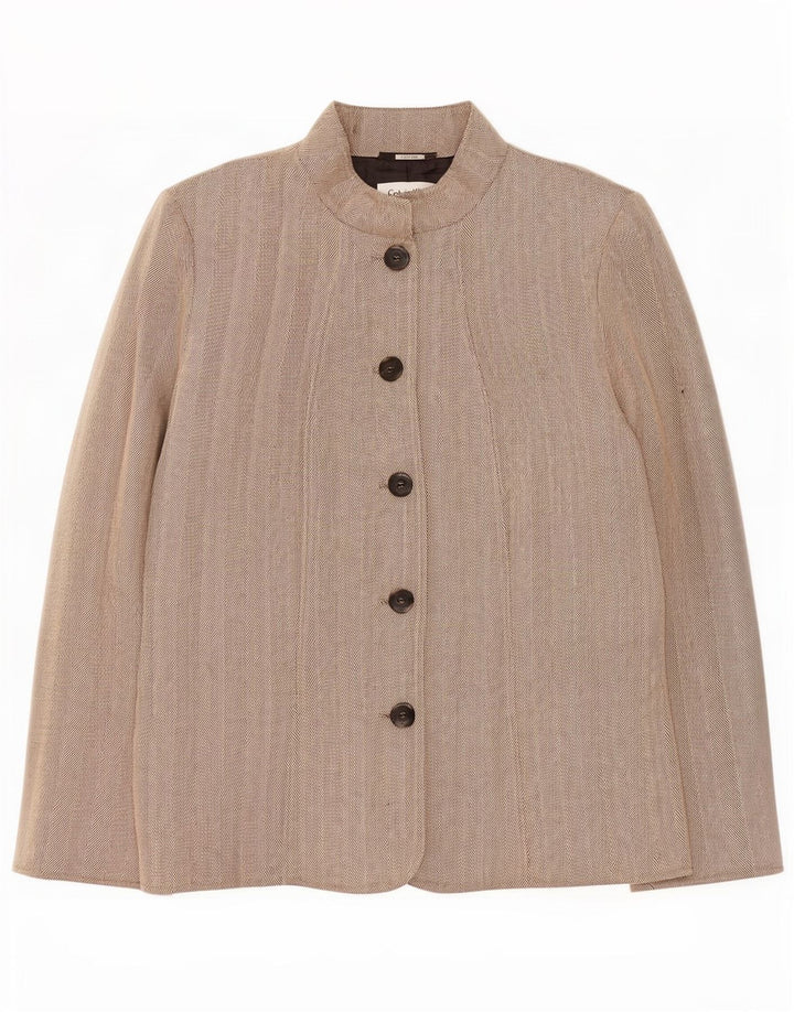 Calvin Klein Damen 5-Knopf-Blazerjacke US 14 XL Beige Herringbone Rayon