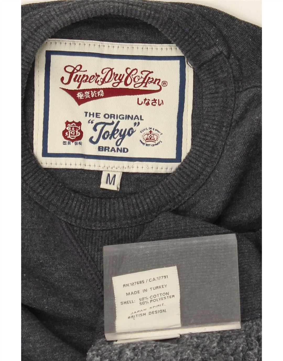 SUPERDRY Herren-Sweatshirt-Pullover aus mittelblauer Baumwolle