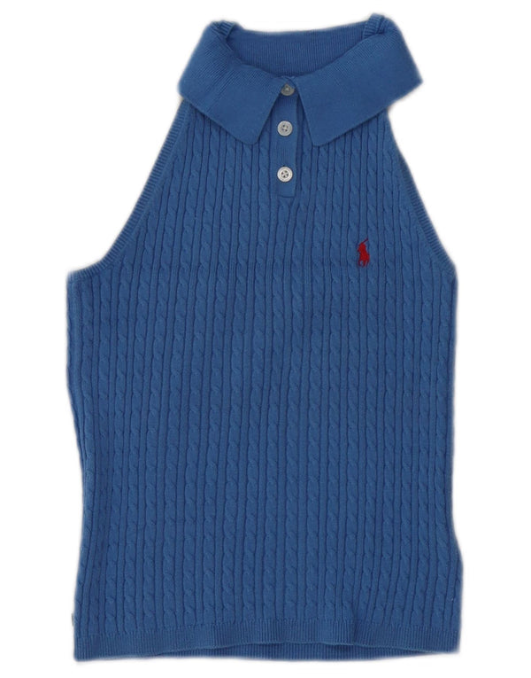 Ralph Lauren Damen Neckholder-Top, Größe S, Blau, Baumwolle