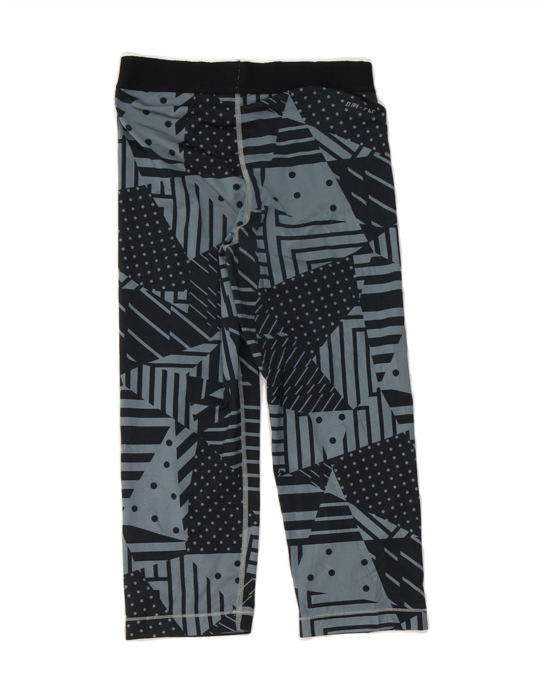 NIKE Womens Capri Leggings UK 10 Small  Navy Blue Geometric Vintage Nike and Second-Hand Nike from Messina Hembry 