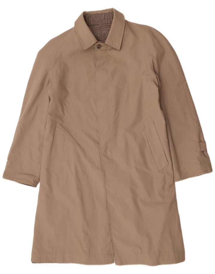 Vintage Herren Wendemantel UK 40 Large Beige Check Polyester