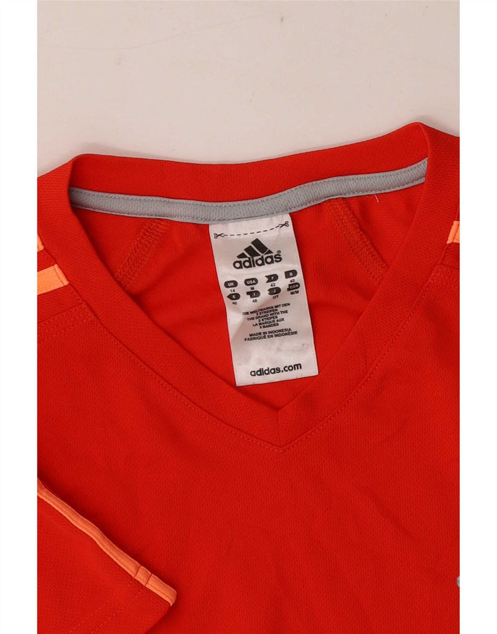 Adidas Damen T-Shirt Top UK 14 Mittelrot Polyester Sport