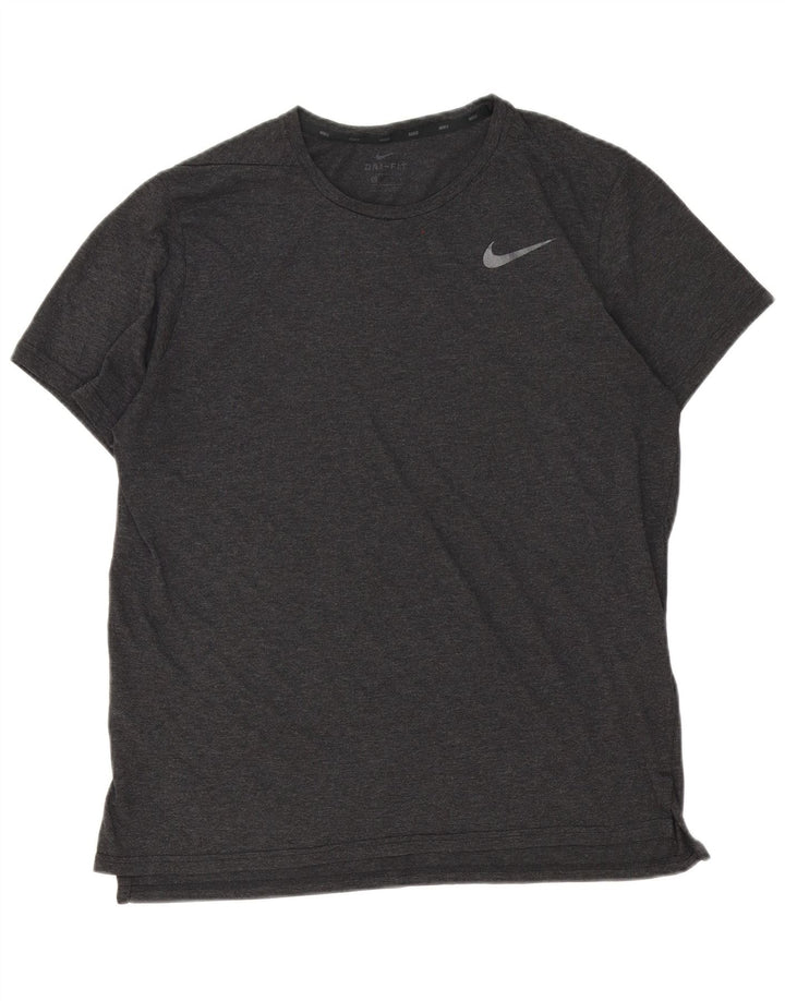Nike Herren Dri Fit T-Shirt-Oberteil aus mittelgrauem Polyester