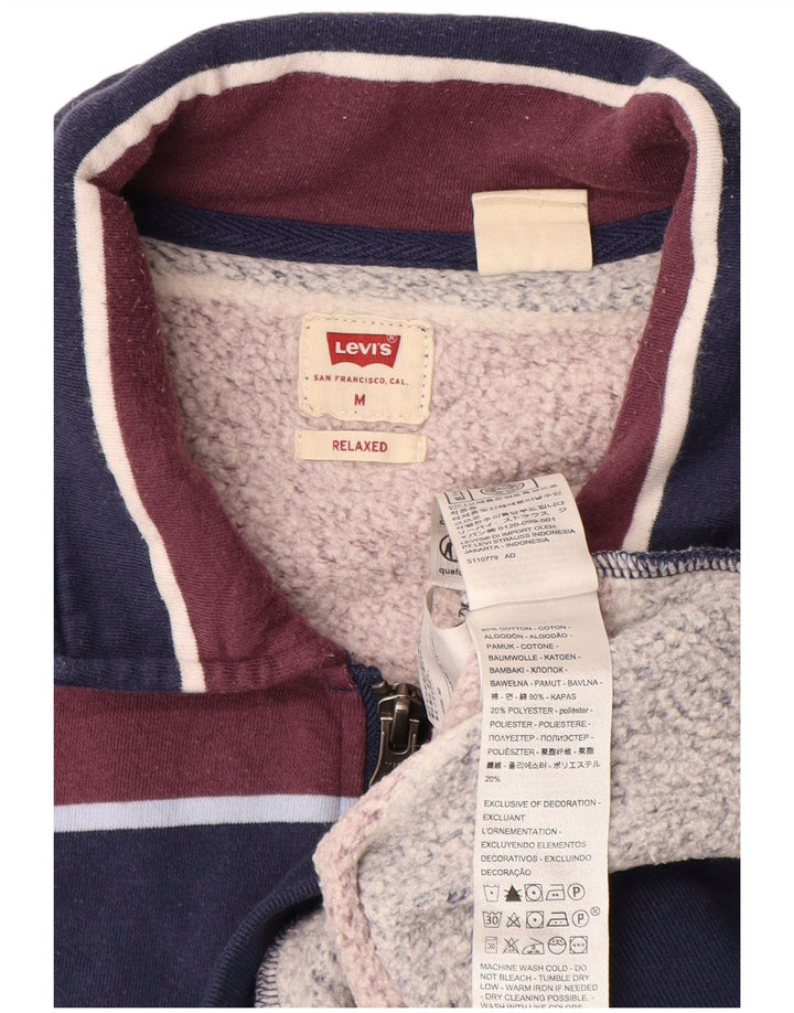 LEVI'S Herren-Sweatshirt mit lockerem Reißverschluss und Rundhalsausschnitt, mittelblau gestreift