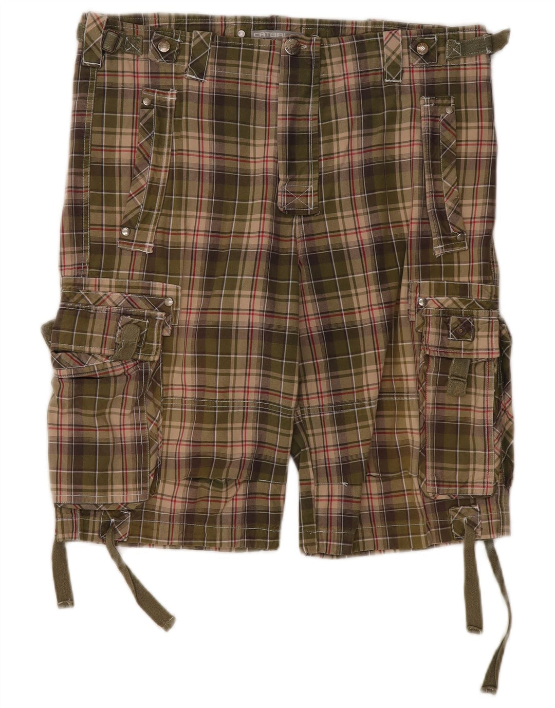 Catbalou Herren Cargoshorts IT 50 Large W38 Khaki Check Baumwolle