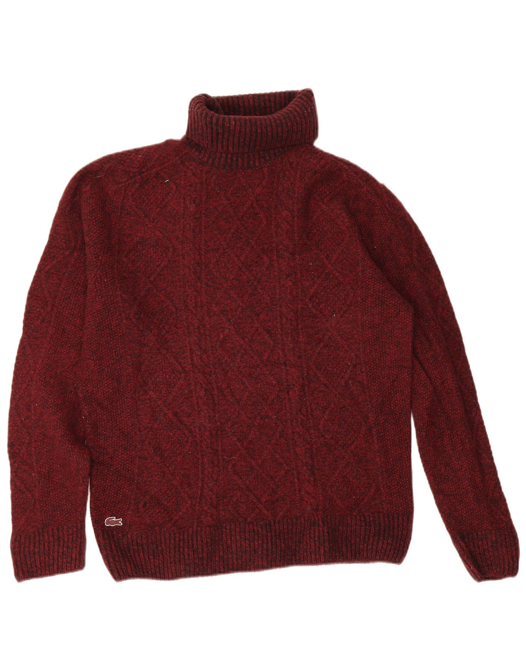 Lacoste Herren-Pullover mit Rollkragen, Größe 5, große burgunderrote Wolle