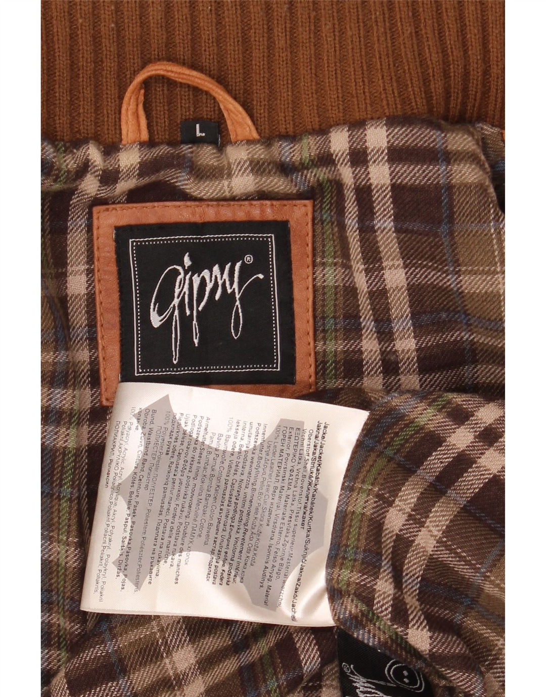 GYPSY Herren-Militär-Bomber-Lederjacke, Größe 40, großes braunes Leder