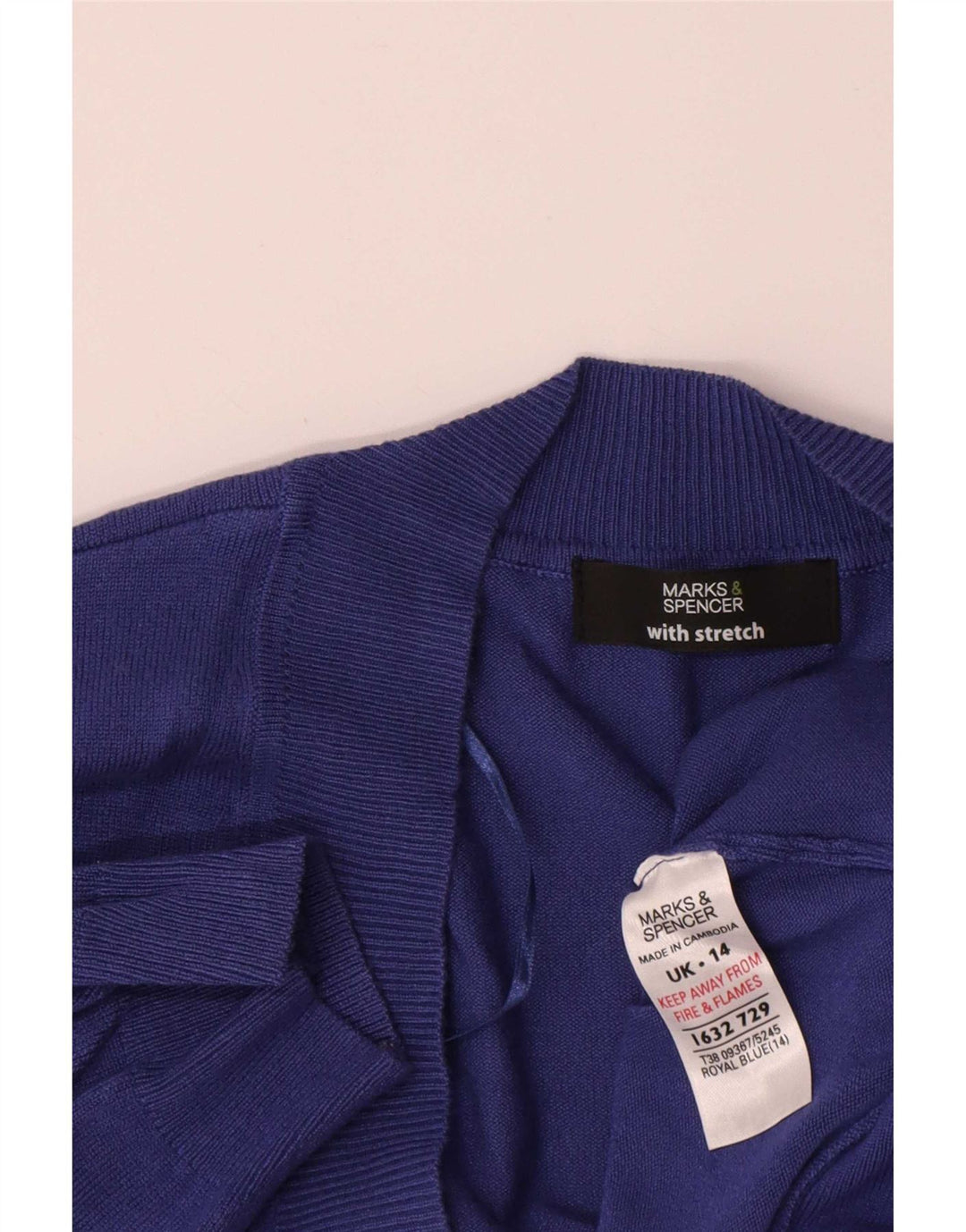 Marks & Spencer Damen-Cardigan mit kurzen Ärmeln, Gr. 14, mittleres Marineblau