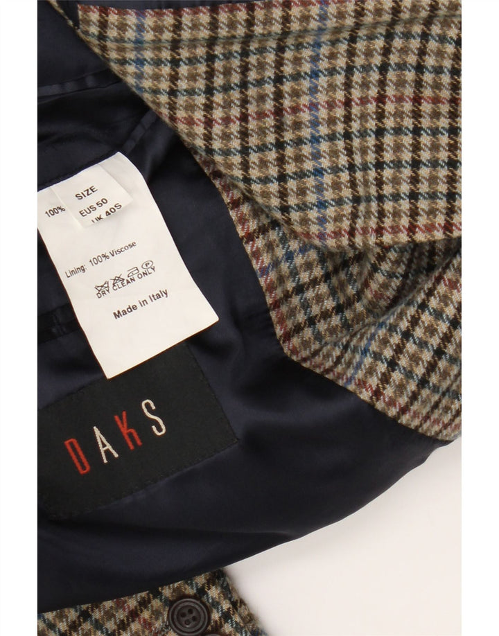 DAKS Herren-Blazer mit 2 Knöpfen, Gr. 40, Braun, Hahnentrittmuster, Schurwolle