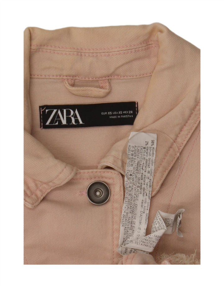 Zara Damen Übergroße Jeansjacke UK 6 XS Rosa Baumwolle