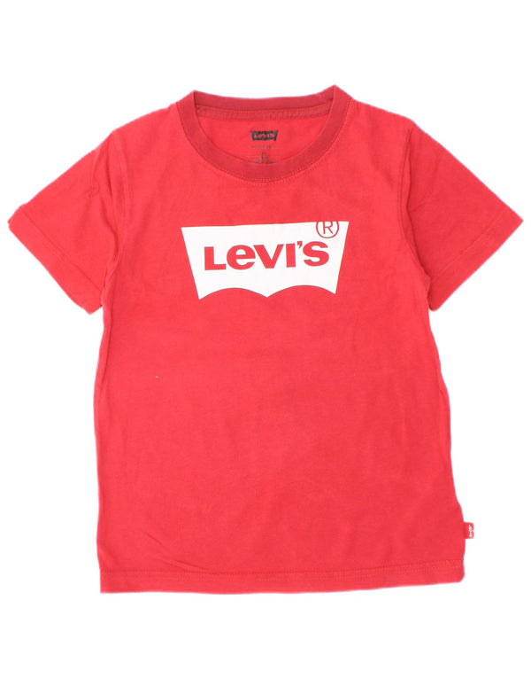 Levi's Jungen-T-Shirt mit Grafik, 5–6 Jahre, rote Baumwolle