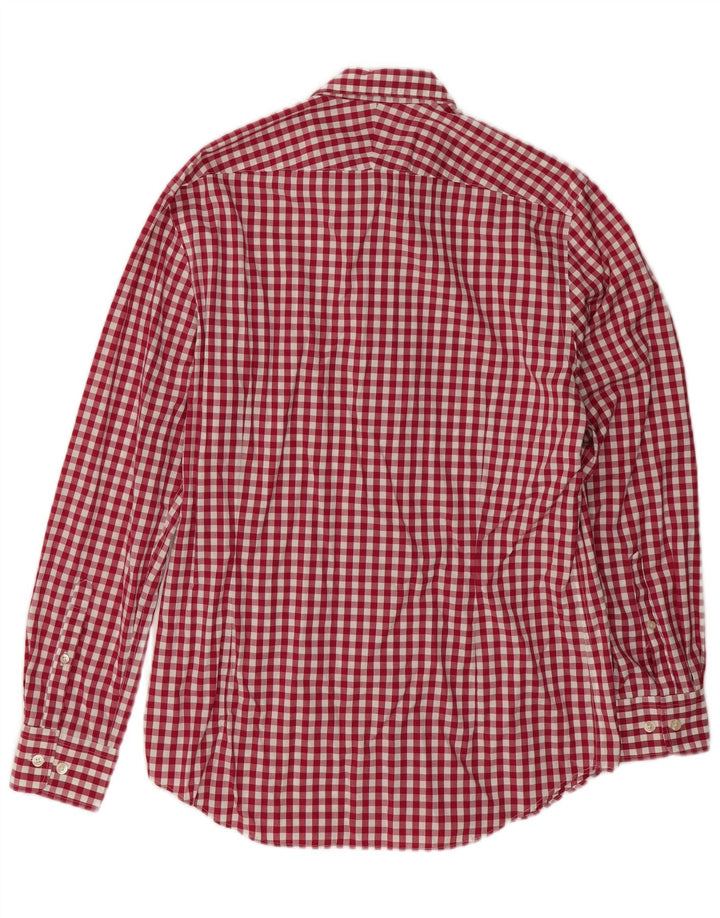 Charles Tyrwhitt Herren-Hemd mit extra schmaler Passform, mittelrote Gingham-Baumwolle