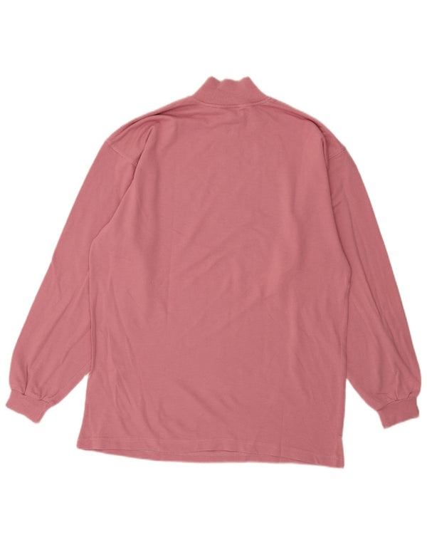 Maser M Womens Graphic Zip Neck Sweatshirt Pullover UK 18 XL Rosa Baumwolle