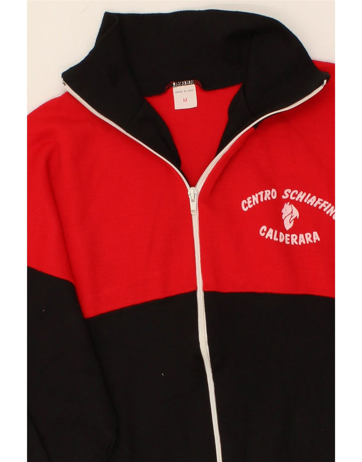 VINTAGE Herren-Trainingsanzug-Top-Jacke, Mittelrot, Farbblock