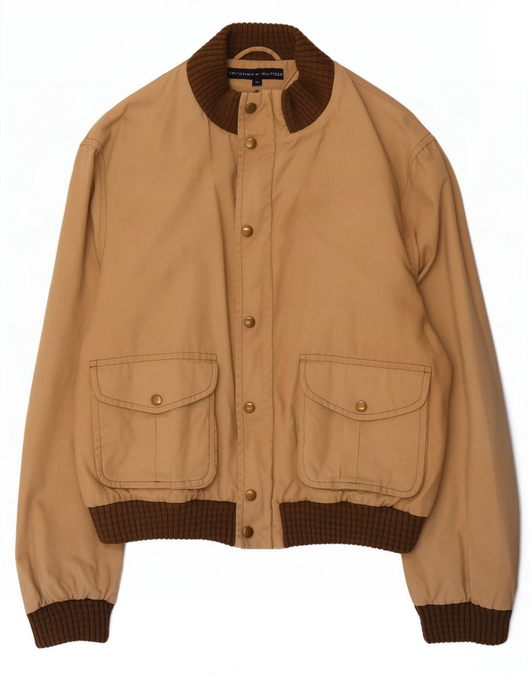 Tommy Hilfiger Herren Bomberjacke UK 38 Mittelbeige Colourblock-Baumwolle