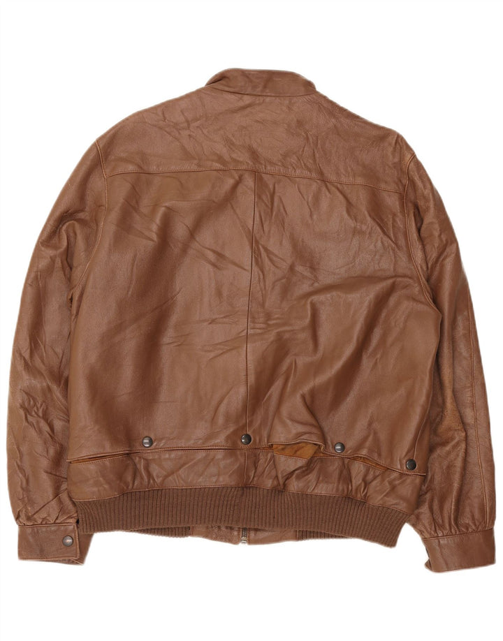 VINTAGE Damen Lederjacke IT 48 XL Braunes Leder
