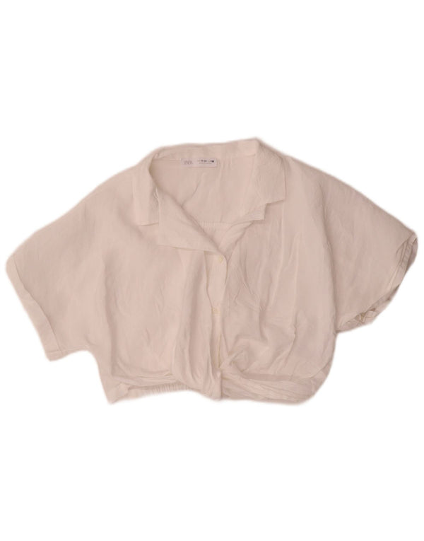 Zara Crop-Shirt-Bluse für Mädchen, 11–12 Jahre, weißes Modal