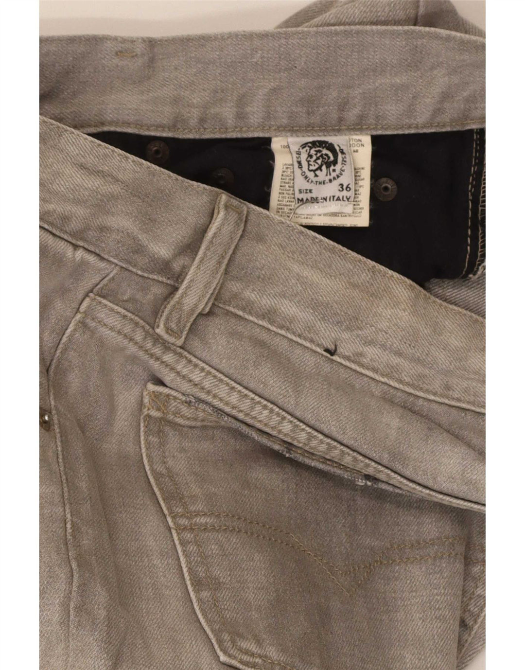 Diesel Herren Bootcut Jeans W36 L30 Graue Baumwolle