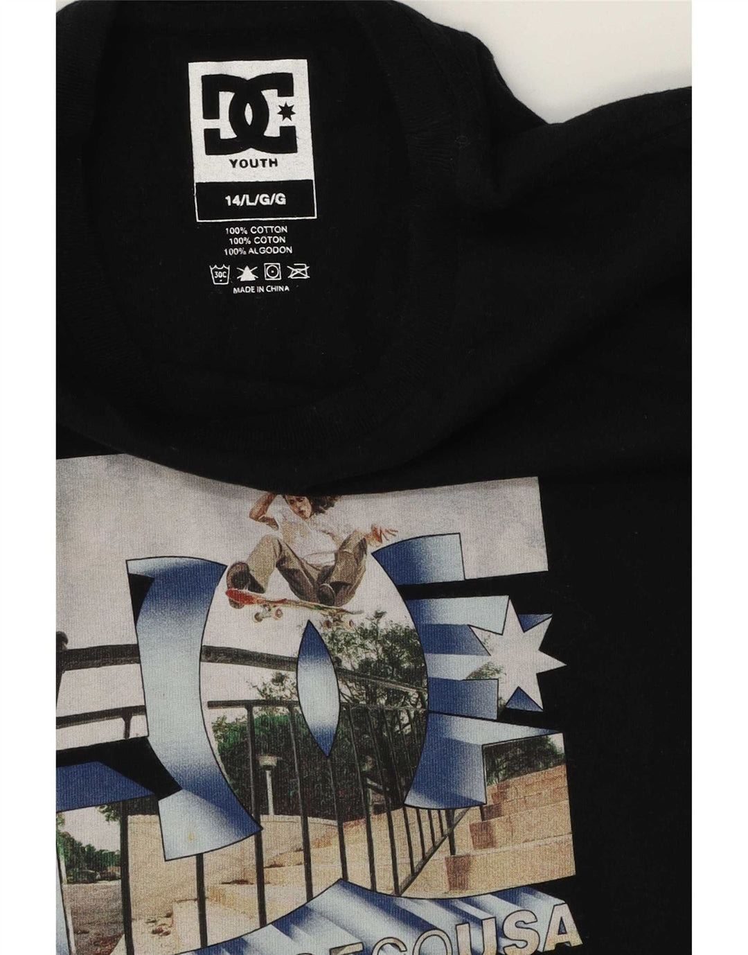 DC Jungen T-Shirt mit Grafik, 13–14 Jahre, schwarze Baumwolle