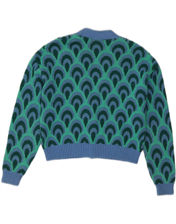 Zara Damen-Strickjacke in Übergröße, Gr. 10, klein, Türkis, geometrisch