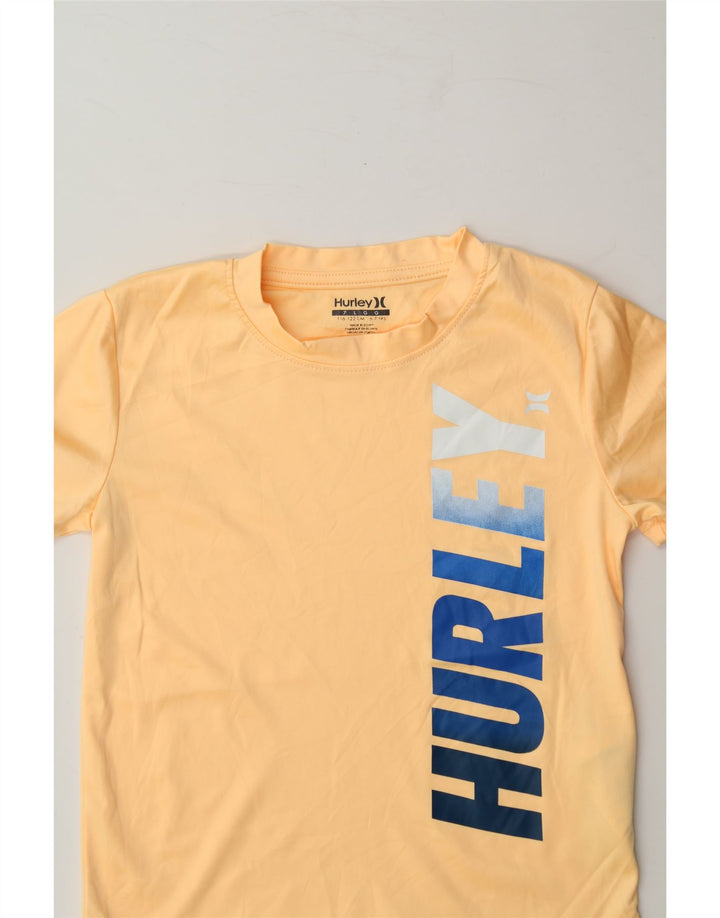 HURLEY Boys Graphic T-Shirt Top 6-7 Years Large  Yellow Polyester Vintage Hurley and Second-Hand Hurley from Messina Hembry 