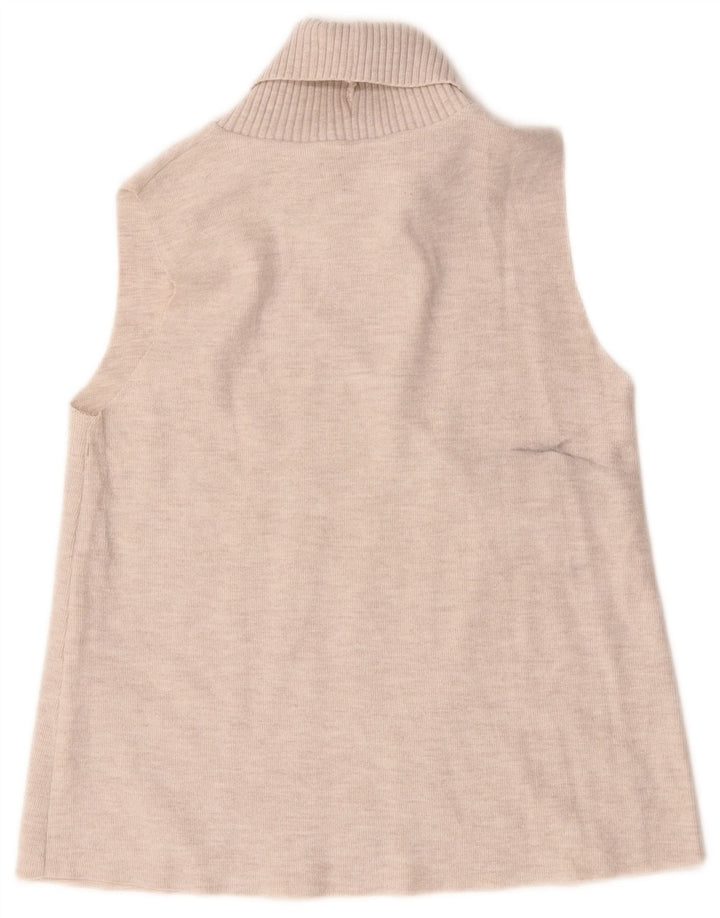 Zara Damen Rollkragen-Trägershirt UK 12 Mittelbeige Baumwolle