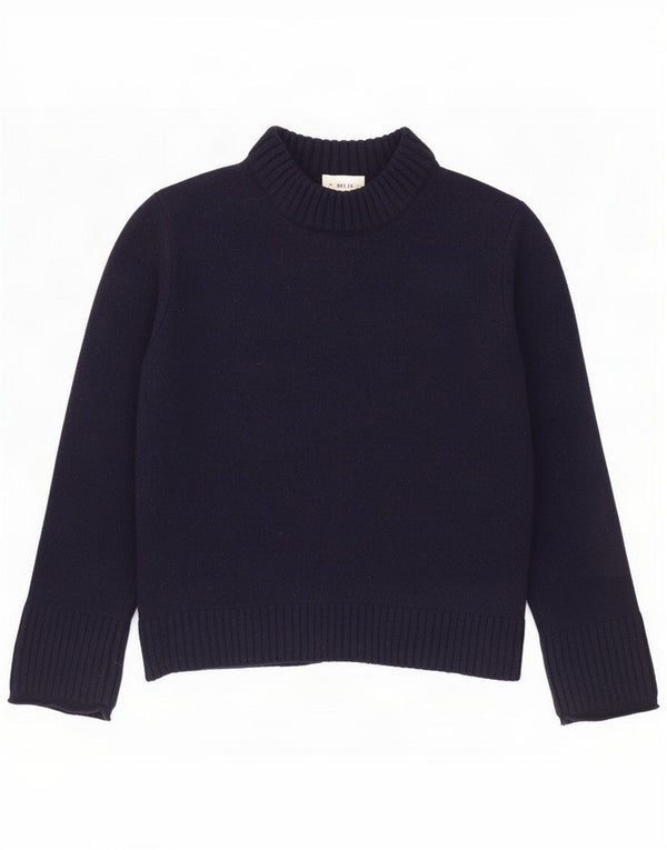Jigsaw Womens Crop Rollkragenpullover Pullover UK 12 Medium Navy Blue Wool