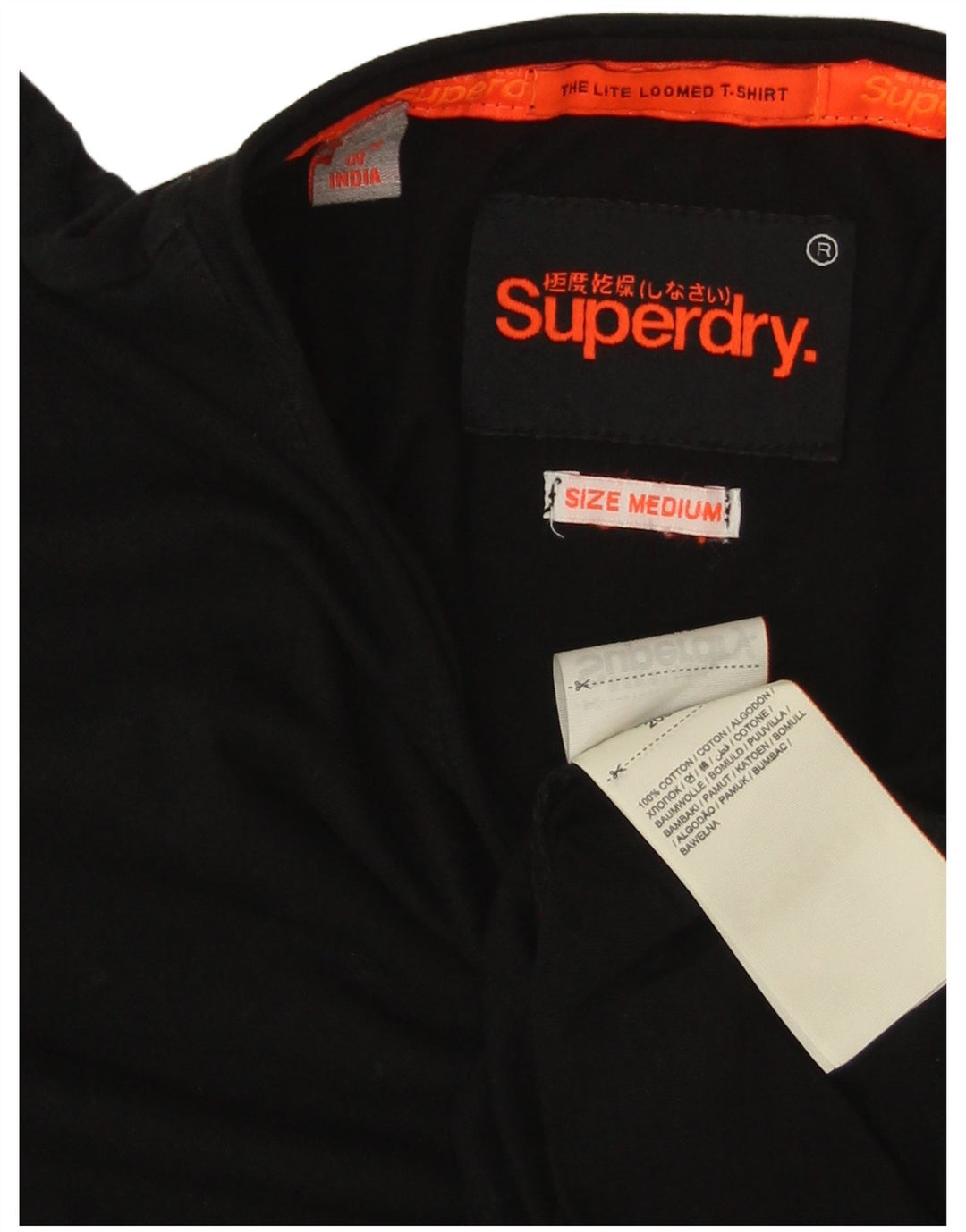 SUPERDRY Herren T-Shirt-Oberteil aus mittelschwarzer Baumwolle