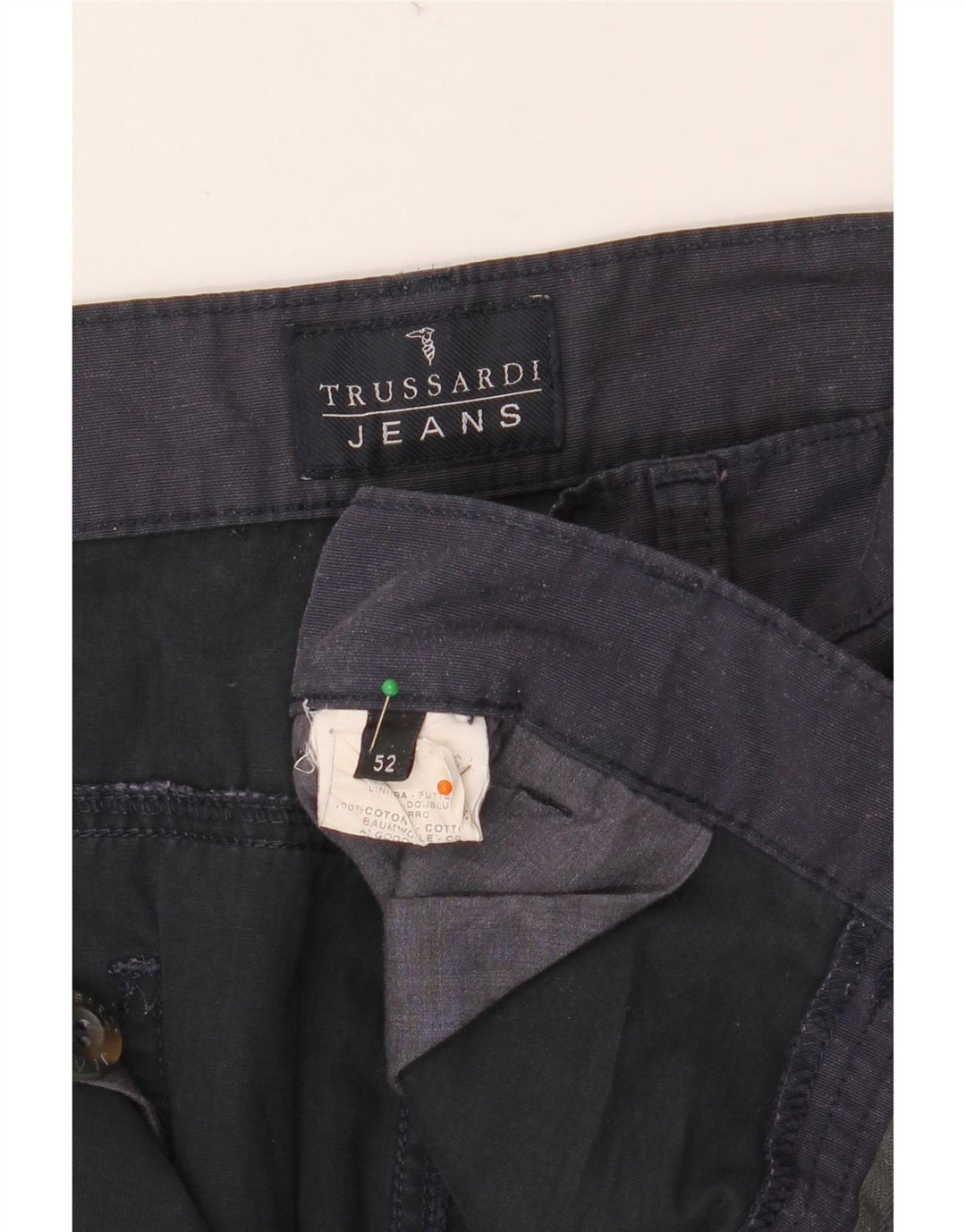 TRUSSARDI Gerade Chinohose für Herren IT 52 XL W36 L34 Marineblaue Baumwolle