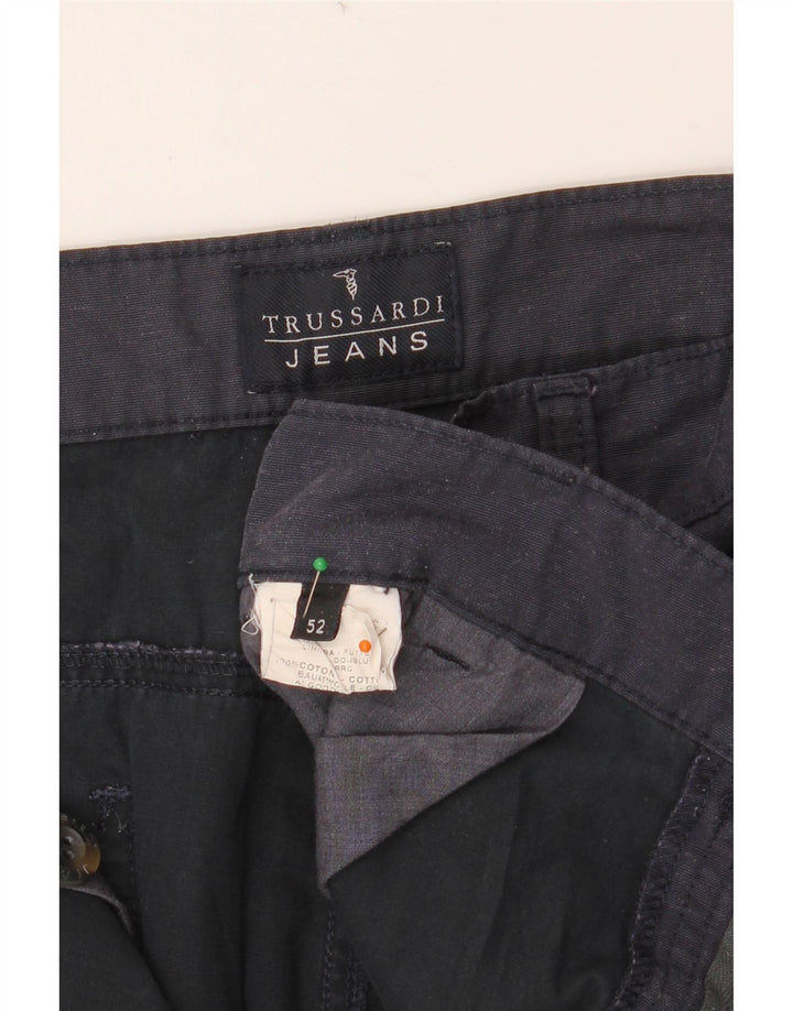 TRUSSARDI Gerade Chinohose für Herren IT 52 XL W36 L34 Marineblaue Baumwolle