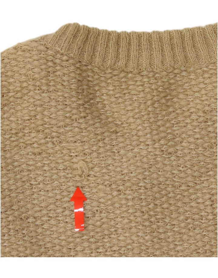 VINTAGE Mens Crew Neck Jumper Sweater Medium Beige Argyle/Diamond Vintage Vintage and Second-Hand Vintage from Messina Hembry 