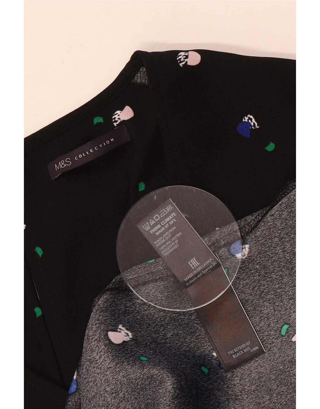 Marks & Spencer A-Linien-Kleid mit abstraktem Muster für Damen, Größe 42, mittelschwarz